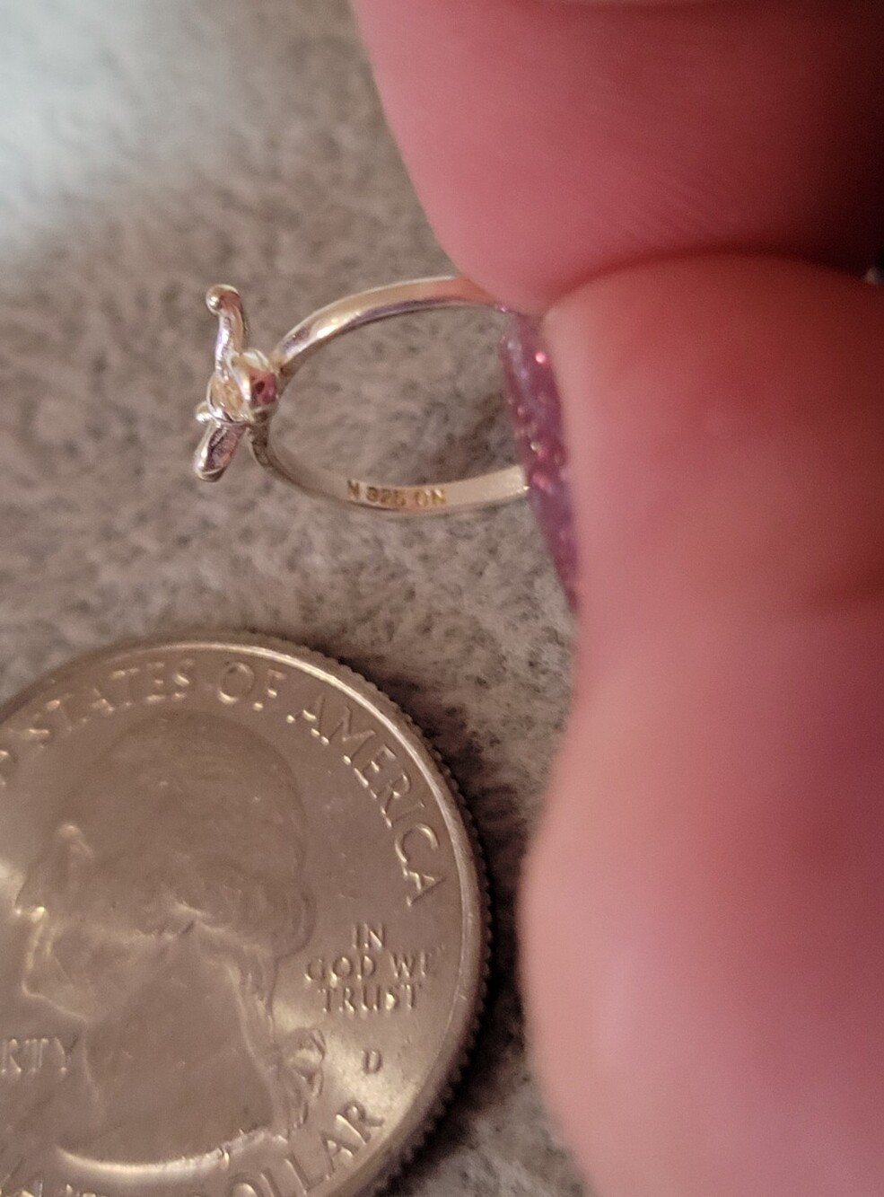 Vintage Sterling Silver 925 Dainty Bow Ring–Minimalist Adjustable Open Wrap Band - Picture 4 of 5